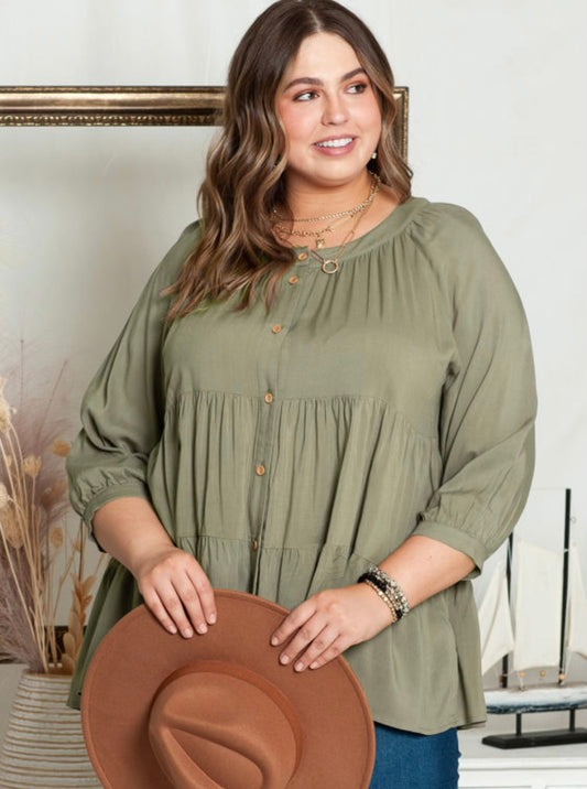 green long sleeve blouse