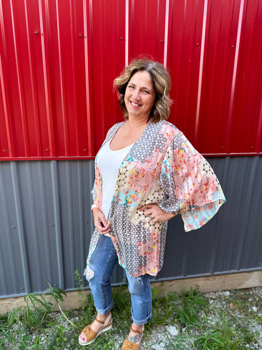 Multicolor Floral Kimono