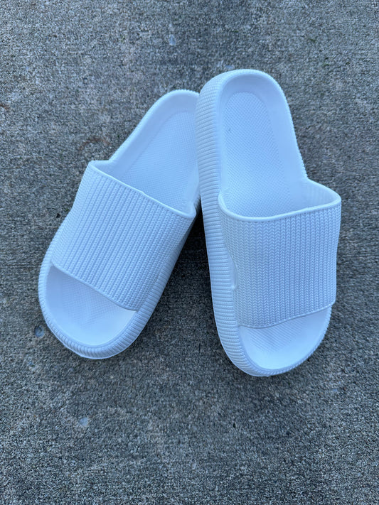 White Slip On Slippers