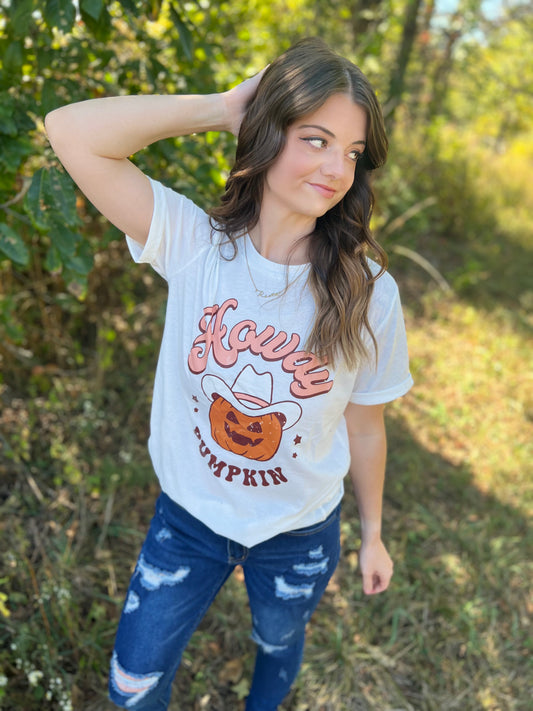 White Howdy Pumpkin retro cowboy T-Shirts